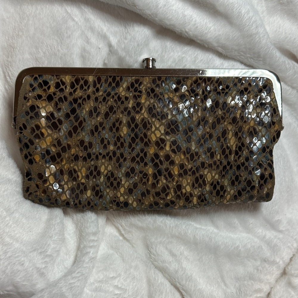 HOBO Metallic Brown Snakeskin Clutch
